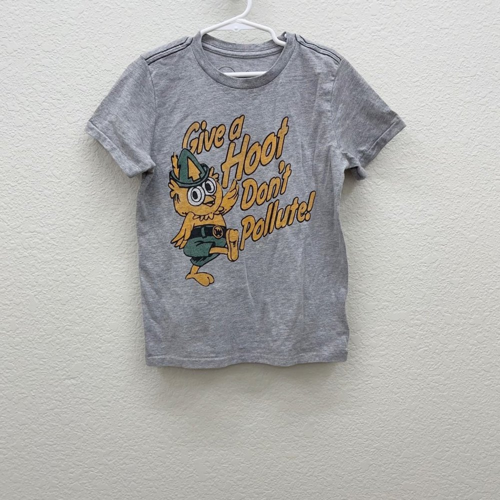 Peek Kids Gray Tee with Yellow Owl Graphic